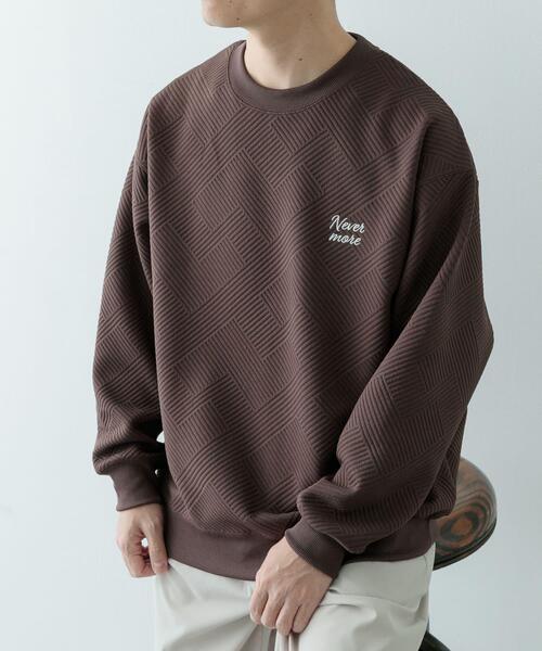 セール】『XLサイズあり』刺繍ジャカードロングスリーブカットソー