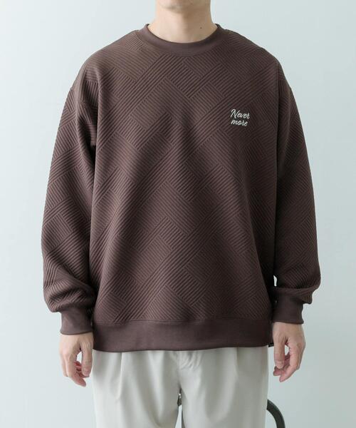 セール】『XLサイズあり』刺繍ジャカードロングスリーブカットソー