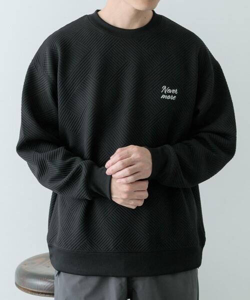 セール】『XLサイズあり』刺繍ジャカードロングスリーブカットソー