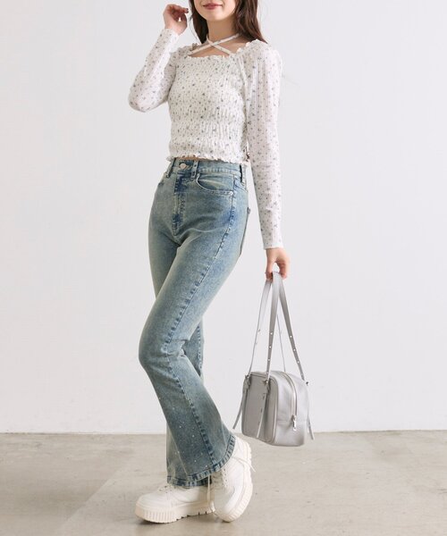 OLIVE des OLIVE（オリーブデオリーブ）の「シャーリングロンT（Tシャツ/カットソー・レディース・オフホワイト/アイボリー/ホワイト/ブラック・FREE）」の13枚目の写真