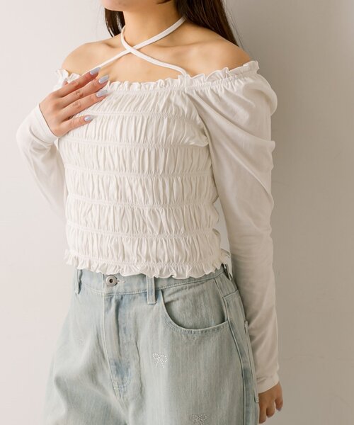 OLIVE des OLIVE（オリーブデオリーブ）の「シャーリングロンT（Tシャツ/カットソー・レディース・オフホワイト/アイボリー/ホワイト/ブラック・FREE）」の20枚目の写真