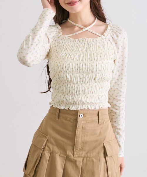 OLIVE des OLIVE（オリーブデオリーブ）の「シャーリングロンT（Tシャツ/カットソー・レディース・オフホワイト/アイボリー/ホワイト/ブラック・FREE）」の4枚目の写真