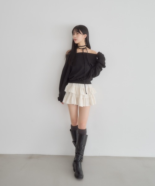 mellowneon（メロウネオン）の「チョーカーセットオフショルスウェット（スウェット・レディース・アイボリー/ブラック/グレー・FREE）」の17枚目の写真