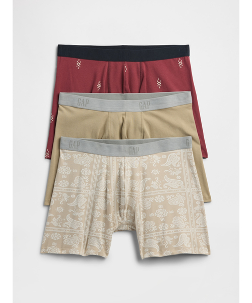 GAP(ギャップ)の「5インチ ボクサーブリーフ(3枚セット)(ボクサーパンツ・メンズ・ブラック/インディゴブルー/グリーン/ベージュ・M/L/XL/S)」の1枚目の写真