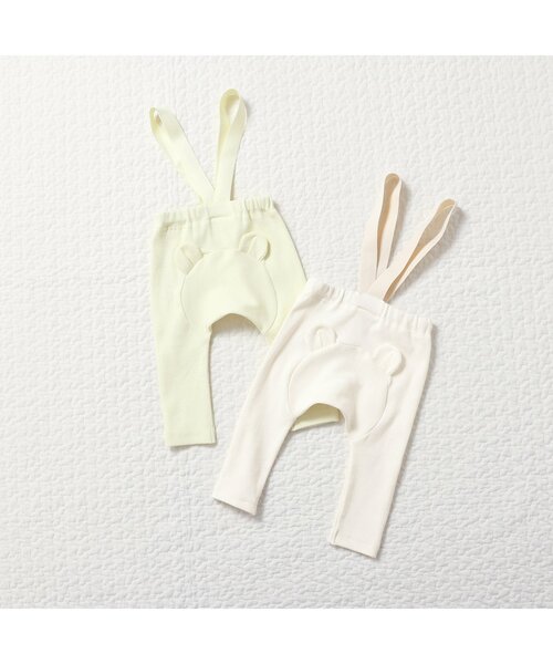 apres les cours（アプレレクール）の「サスペンダー付きリブパンツ（その他ベビーウェア・キッズ・アイボリー/イエロー・80/70）」の3枚目の写真