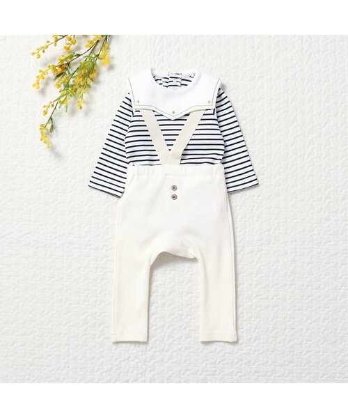 apres les cours（アプレレクール）の「サスペンダー付きリブパンツ（その他ベビーウェア・キッズ・アイボリー/イエロー・80/70）」の4枚目の写真