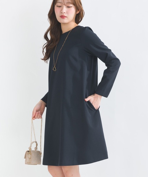 PICCIN PERLA(ピッチンペルラ)の「バックプリーツワンピース(ワンピース・レディース・ブラック/ネイビー・M)」の1枚目の写真