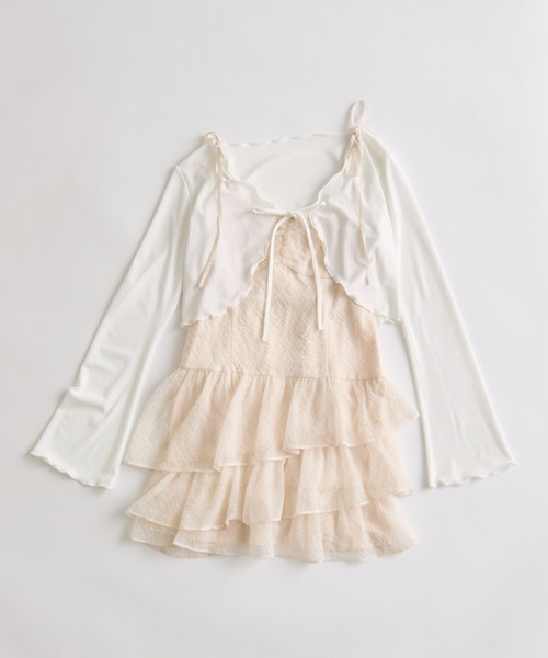 OLIVE des OLIVE（オリーブデオリーブ）の「フリルキャミワンピースとボレロのセット（ワンピース・レディース・チャコールグレー/サックスブルー/オフホワイト/ブラック系その他/イエロー/アイボリー/ネイビー/ブラック・FREE）」の10枚目の写真