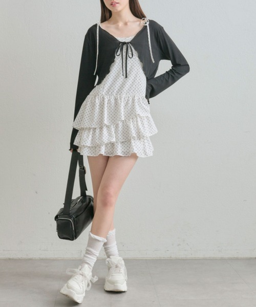 OLIVE des OLIVE（オリーブデオリーブ）の「フリルキャミワンピースとボレロのセット（ワンピース・レディース・チャコールグレー/サックスブルー/オフホワイト/ブラック系その他/イエロー/アイボリー/ネイビー/ブラック・FREE）」の18枚目の写真