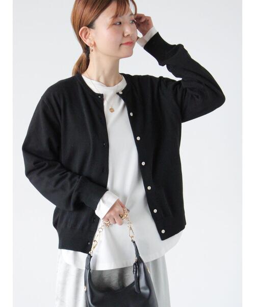 Lugnoncure（ルノンキュール）の「もちもちクルーネックカーディガン（カーディガン/ボレロ・レディース・ブラック/ピンク/ミント/グレー・F）」の2枚目の写真