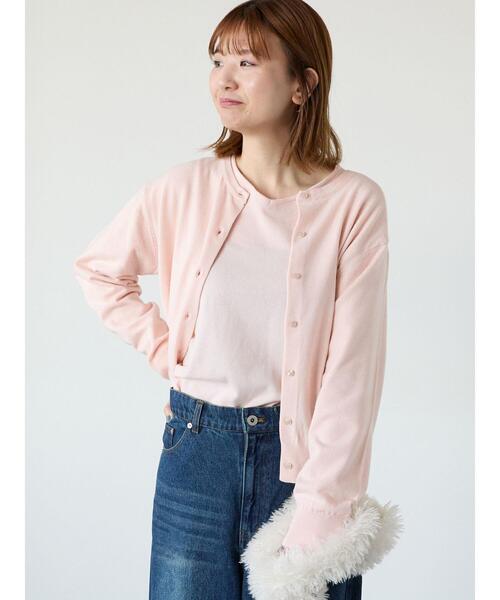 Lugnoncure（ルノンキュール）の「もちもちクルーネックカーディガン（カーディガン/ボレロ・レディース・ブラック/ピンク/ミント/グレー・F）」の5枚目の写真