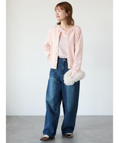 Lugnoncure（ルノンキュール）の「もちもちクルーネックカーディガン（カーディガン/ボレロ・レディース・ブラック/ピンク/ミント/グレー・F）」の6枚目の写真