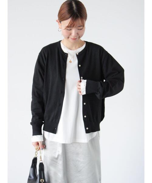 Lugnoncure（ルノンキュール）の「もちもちクルーネックカーディガン（カーディガン/ボレロ・レディース・ブラック/ピンク/ミント/グレー・F）」の14枚目の写真