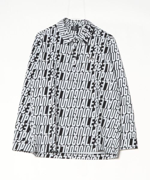 1 piu 1 uguale 3(ウノピゥウノウグァーレトレ)の「DIAGONAL FULL LOGO POLO L/S(ポロシャツ・メンズ・ホワイト/ブラック・Ⅴ/Ⅳ)」の2枚目の写真