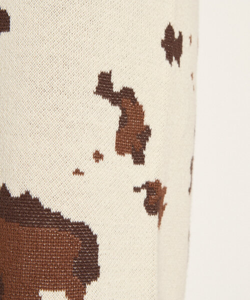 HELLO.SANFRANCISCO(ハローサンフランシスコ)の「【HELLO.SANFRANCISCO】COW柄ニットフレアパンツ(その他パンツ・レディース・アイボリー・ONE SIZE)」の2枚目の写真