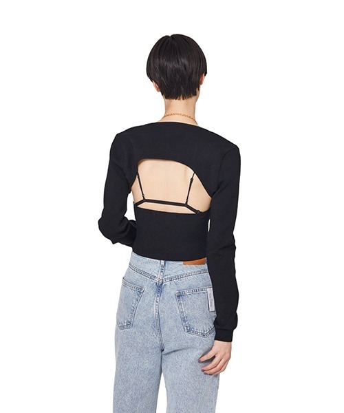 rokh（ロク）の「Rokh / ロク：CHAIN HALTER NECK KNIT TOP WITH SLEEVE：R24SF302[ANN]（Tシャツ/カットソー・レディース・ブラック・S）」の9枚目の写真