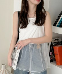 TREOVER（トレオーバー）の「スタイリングが華やぐ！レイヤードチュールタンクトップ（タンクトップ）」