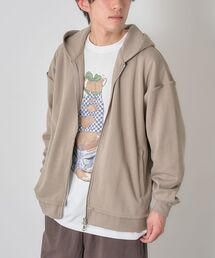 【ユニセックス】ダブルフェイスカットオフZIPパーカー