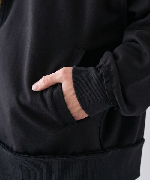 CRAFT STANDARD BOUTIQUE(クラフトスタンダードブティック)の「【ユニセックス】ダブルフェイスカットオフZIPパーカー(カーディガン/ボレロ・レディース・ベージュ/グレー/ブラック・L/M/S)」の5枚目の写真