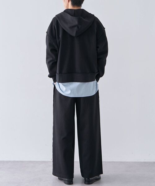 CRAFT STANDARD BOUTIQUE(クラフトスタンダードブティック)の「【ユニセックス】ダブルフェイスカットオフZIPパーカー(カーディガン/ボレロ・レディース・ベージュ/グレー/ブラック・L/M/S)」の9枚目の写真