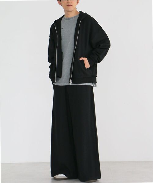 CRAFT STANDARD BOUTIQUE(クラフトスタンダードブティック)の「【ユニセックス】ダブルフェイスカットオフZIPパーカー(カーディガン/ボレロ・レディース・ベージュ/グレー/ブラック・L/M/S)」の10枚目の写真