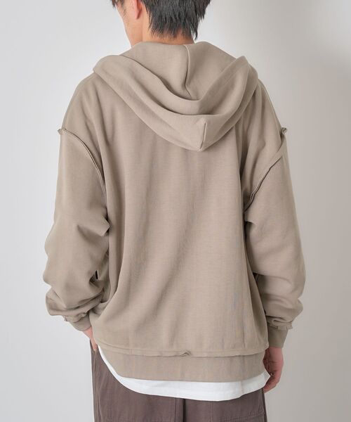 CRAFT STANDARD BOUTIQUE(クラフトスタンダードブティック)の「【ユニセックス】ダブルフェイスカットオフZIPパーカー(カーディガン/ボレロ・レディース・ベージュ/グレー/ブラック・L/M/S)」の13枚目の写真