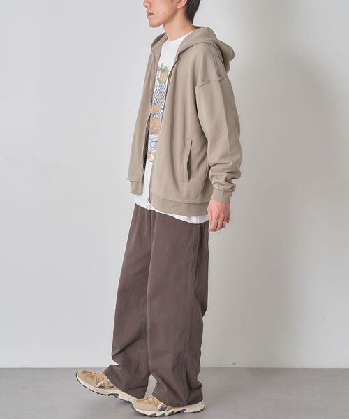 CRAFT STANDARD BOUTIQUE(クラフトスタンダードブティック)の「【ユニセックス】ダブルフェイスカットオフZIPパーカー(カーディガン/ボレロ・レディース・ベージュ/グレー/ブラック・L/M/S)」の15枚目の写真