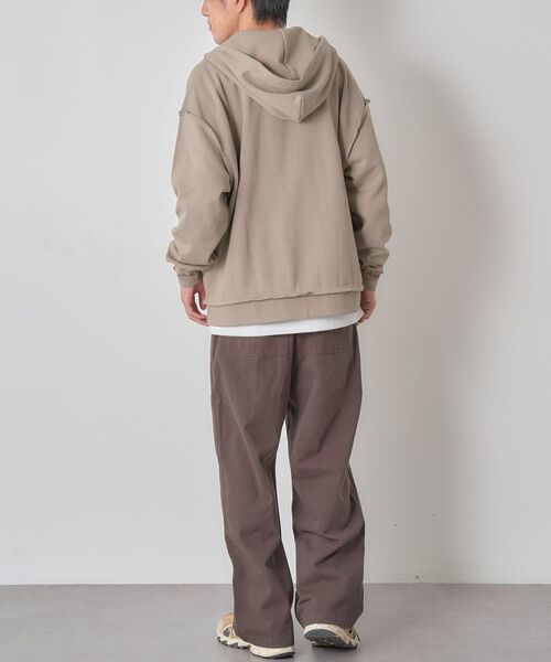 CRAFT STANDARD BOUTIQUE(クラフトスタンダードブティック)の「【ユニセックス】ダブルフェイスカットオフZIPパーカー(カーディガン/ボレロ・レディース・ベージュ/グレー/ブラック・L/M/S)」の16枚目の写真