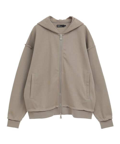 CRAFT STANDARD BOUTIQUE(クラフトスタンダードブティック)の「【ユニセックス】ダブルフェイスカットオフZIPパーカー(カーディガン/ボレロ・レディース・ベージュ/グレー/ブラック・L/M/S)」の21枚目の写真