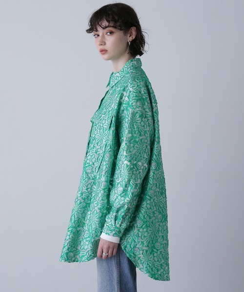 ブラウス シャツ (GENE HEAVENS)WORK POCKET BIG SHIRT レディース GENE HEAVENS/フラワーシアードビー ワークポケットビッグシャツ