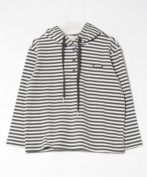 aimoha（アイモハ）の「ボーダーボタンパーカー（パーカー・レディース・グレー/ブラック/チョコ/ベージュ/ネイビー・FREE）」の22枚目の写真