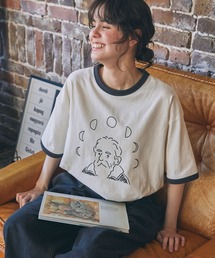 MONO-MART LADY'S | 手書き風 偉人イラスト 半袖 リンガーTシャツ(Tシャツ/カットソー)