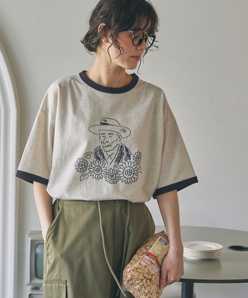 プリントTシャツ 半袖 手書き風 カジュアル ルーズ ソロナクール Amazon.co.jp: ヨーロッパ風プリントのメンズカジュアルルーズ
