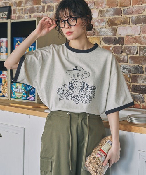 プリントTシャツ 半袖 手書き風 カジュアル ルーズ ソロナクール Amazon.co.jp: ヨーロッパ風プリントのメンズカジュアルルーズ