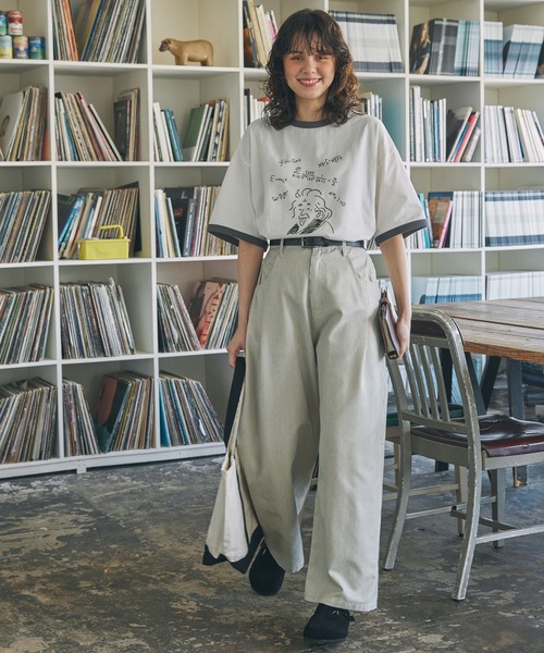 MONO-MART LADY'S(モノマートレディース)の「手書き風 偉人イラスト 半袖 リンガーTシャツ(Tシャツ/カットソー・レディース・チャコールグレー/スミクロ/ネイビー/ブラック系・FREE)」の13枚目の写真