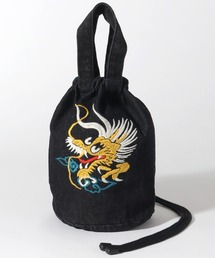 【HOUSTON/ヒューストン】EMB DENIM EFFECT BAG (DRAGON) (TIGER) /刺繍デニムエフェクトバッグ(龍) (虎)