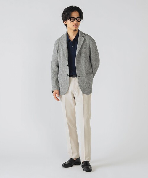 セール】ヘリンボーンニットジャケット（S～XL）（テーラード