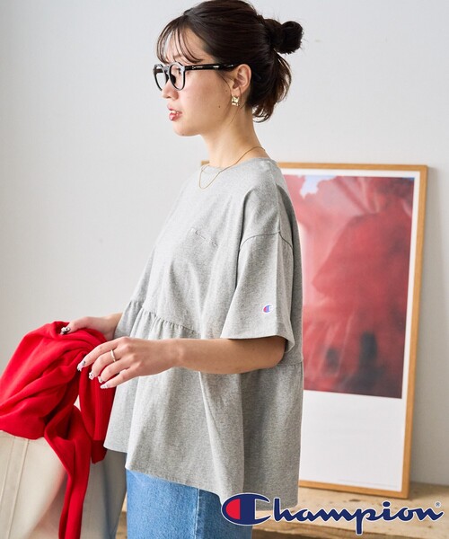 フリークスストア　チャンピオン　フリル半袖Tシャツ グリーン セール】限定展開 Champion × FREAK'S STORE/チャンピオン 別注