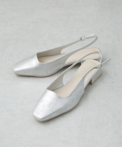 NANO universe(ナノユニバース)の「スリングバックスクエアトゥパンプス(パンプス・レディース・ブラック/シルバー・36/37/38)」の3枚目の写真