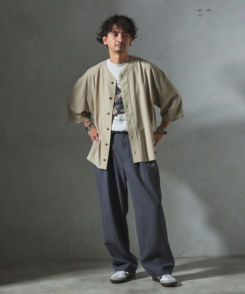 JOURNAL STANDARD relume(ジャーナルスタンダード レリューム)の「【ZOZO限定】ジェシーツイル ベースボールシャツ(シャツ/ブラウス・メンズ・ベージュ/ダークカーキ/ライトグレー/ブラック・XS/S/M/L/XL)」の6枚目の写真