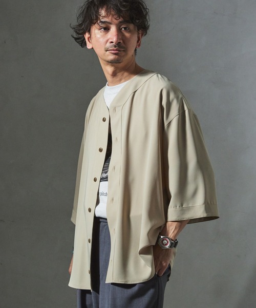 JOURNAL STANDARD relume(ジャーナルスタンダード レリューム)の「【ZOZO限定】ジェシーツイル ベースボールシャツ(シャツ/ブラウス・メンズ・ベージュ/ダークカーキ/ライトグレー/ブラック・XS/S/M/L/XL)」の15枚目の写真