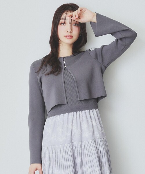 前後2WAYタフタドッキングワンピ＋カーディガン セット 新品 セール】《ツインセット》カーディガン×ニットドッキングワンピース