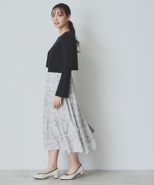 セール】《ツインセット》カーディガン×ニットドッキングワンピース