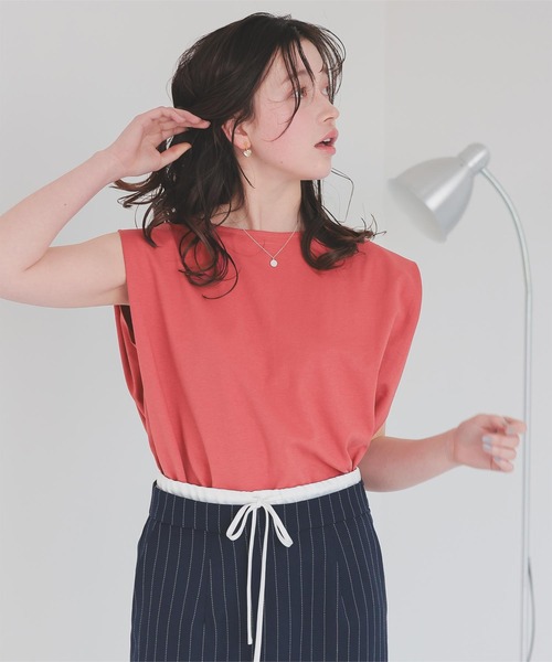titivate(ティティベイト)の「汗染み防止フレンチスリーブTシャツ(Tシャツ/カットソー・レディース・グレー/ローズ/ブラック/チャコール/ホワイト系その他/ブラウン/ホワイト・S/M/L)」の7枚目の写真