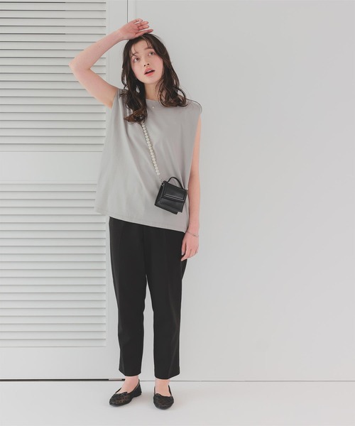 titivate(ティティベイト)の「汗染み防止フレンチスリーブTシャツ(Tシャツ/カットソー・レディース・グレー/ローズ/ブラック/チャコール/ホワイト系その他/ブラウン/ホワイト・S/M/L)」の12枚目の写真