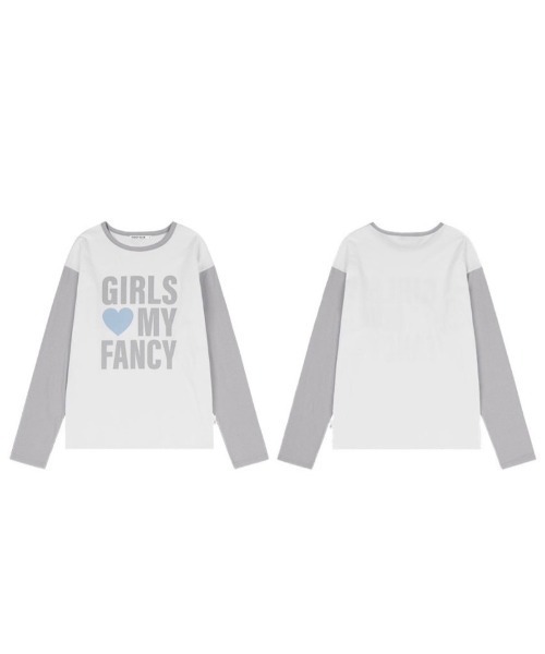 FANCY CLUB(ファンシークラブ)の「【FANCY CLUB】GIRLS MY FANCY LONG SLEEVE / 【ファンシークラブ】ロゴプリント長袖Tシャツ(Tシャツ/カットソー・レディース・ホワイト×グレー/ホワイト×ブラック・S)」の9枚目の写真