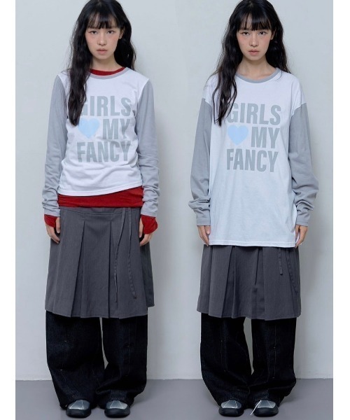 FANCY CLUB(ファンシークラブ)の「【FANCY CLUB】GIRLS MY FANCY LONG SLEEVE / 【ファンシークラブ】ロゴプリント長袖Tシャツ(Tシャツ/カットソー・レディース・ホワイト×グレー/ホワイト×ブラック・S)」の13枚目の写真