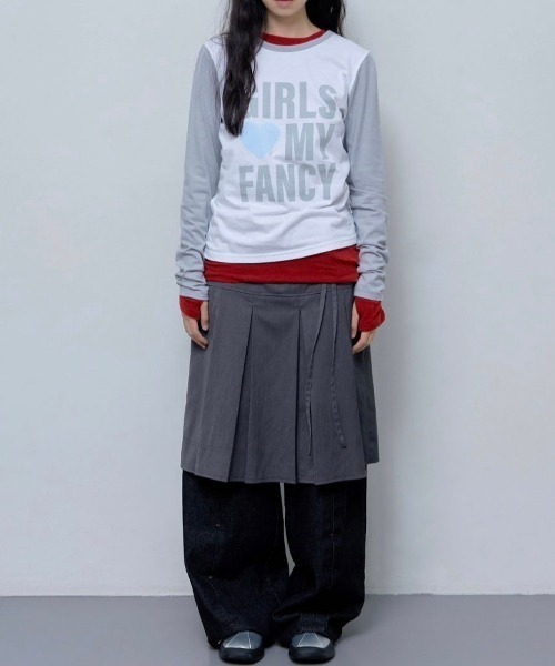 FANCY CLUB(ファンシークラブ)の「【FANCY CLUB】GIRLS MY FANCY LONG SLEEVE / 【ファンシークラブ】ロゴプリント長袖Tシャツ(Tシャツ/カットソー・レディース・ホワイト×グレー/ホワイト×ブラック・S)」の15枚目の写真