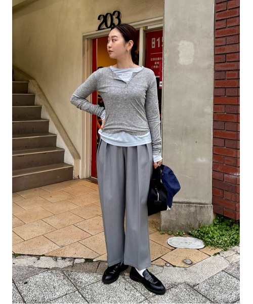 シアーテレコヘンリーネックトップス（Tシャツ/カットソー）｜titivate