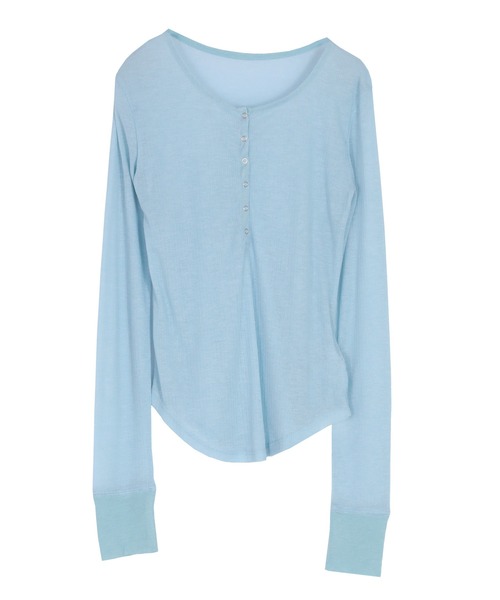 titivate(ティティベイト)の「シアーテレコヘンリーネックトップス(Tシャツ/カットソー・レディース・ピンク/ブラック/アイボリー/杢グレー/ブラウン/ライトブルー/イエロー/ネイビー・M)」の12枚目の写真